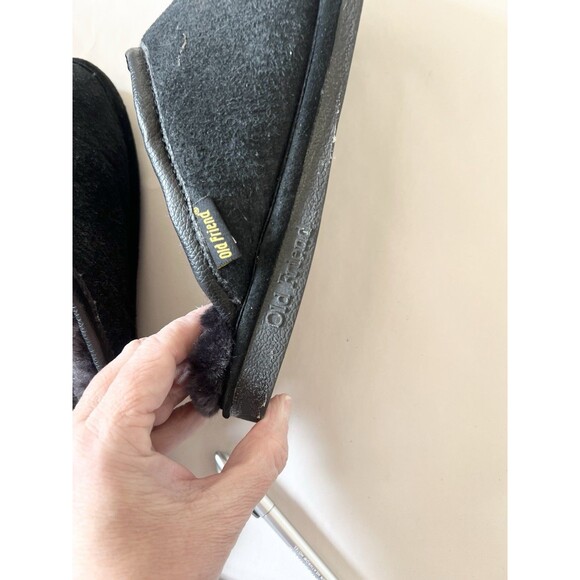 Old Friend Men's Scuff Slipper Black Slip On Sherpa Comfort medium Size 7.5-8.5 - Picture 7 of 8